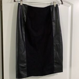 Sexy black faux-leather pencil skirt